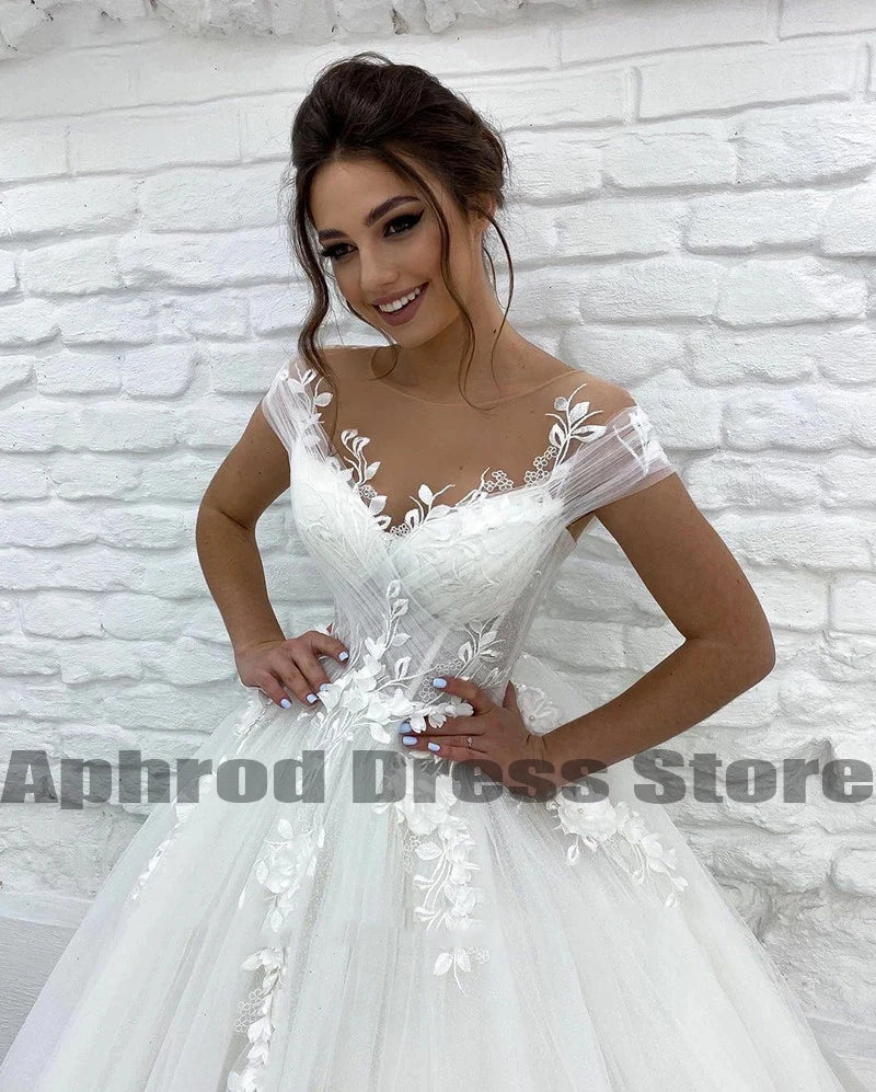 Gorgeous Women's Wedding Dresses A-Line 3D Lace Applique Bohemian Bridal Gowns Princess Formal Beach Party Sexy V-Neck 2023 Robe Vedee