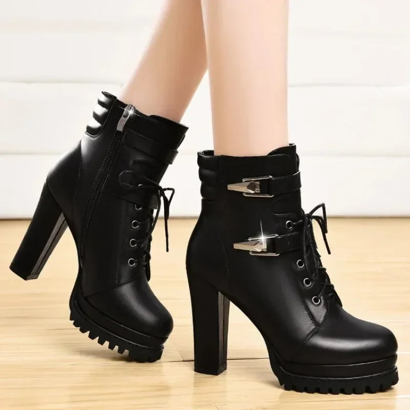 Winter Women Boots Warm High Heels Ankle Boots for Women Retro Chunky Snow Boots Woman Winter 2023 Elegant Botas Mujer Invierno Vedee