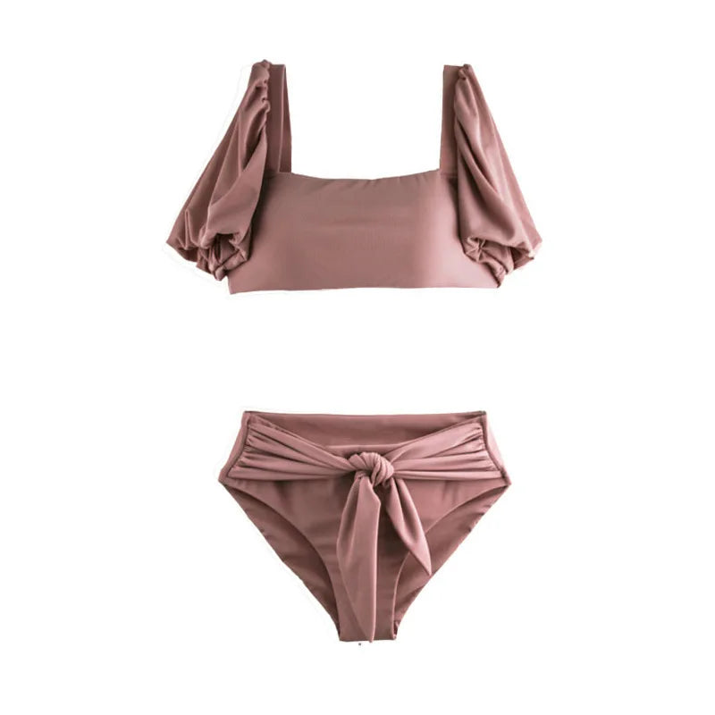 Swimsuit 2022 Woman Two-Piece Set Triangle BikiniS High Waist Korean Women's Solid Bikini Hot Spring Bathing Suit Vedee