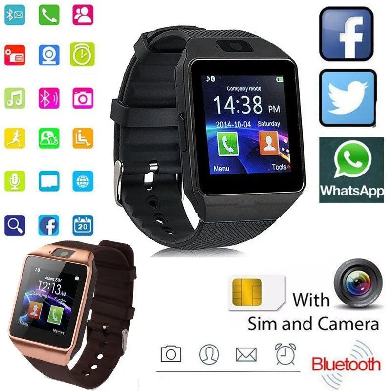 Digital Touch Screen Smart Watch DZ09 Q18 Bracelet Camera Bluetooth WristWatch SIM Card Smartwatch Ios Android Phones Support Vedee