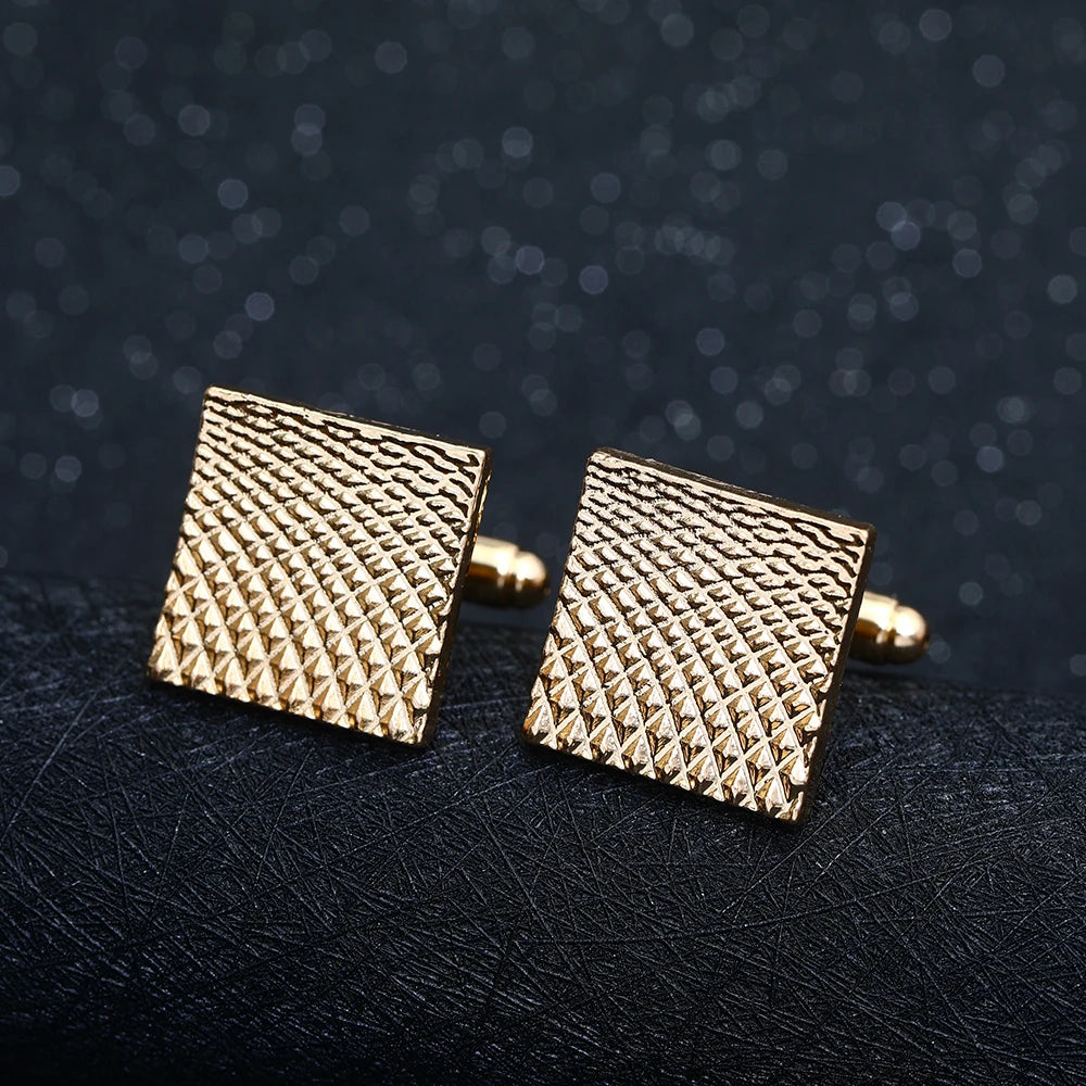 Carbon Fiber Grey Gray Silver Cufflinks And Studs Tuxedo Shirt Cuff Links Golden Silvery Square Button For Men Father Boys Gift Vedee