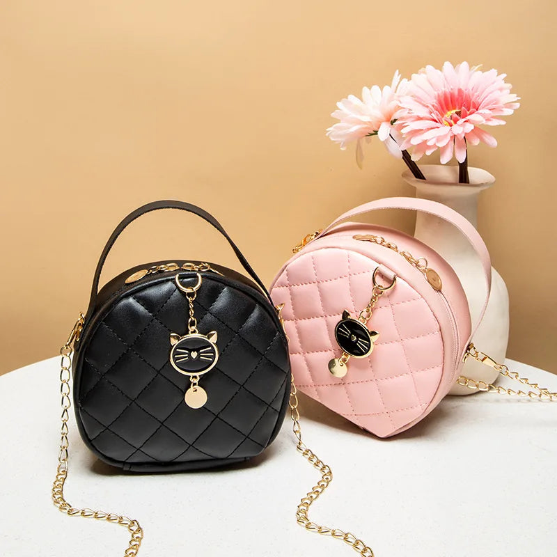 2022 New Fashion Shoulder Bag Women's PU Leather Crossbody Bag Casual Mini Handbags Ladies Small Circular Messenger Bag Vedee