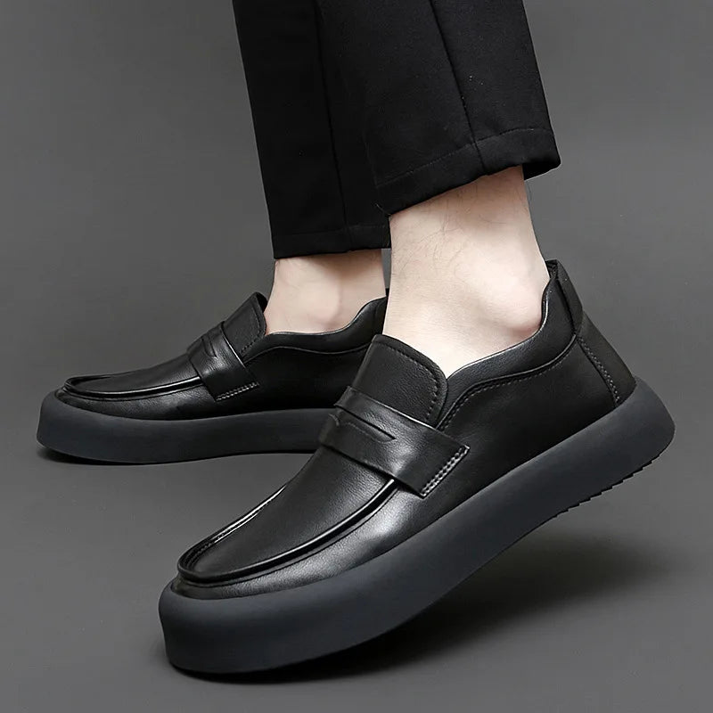 Men's leather shoes spring new loose casual men shoes Korean version simple soft soled business leather shoes  shoes for men Vedee