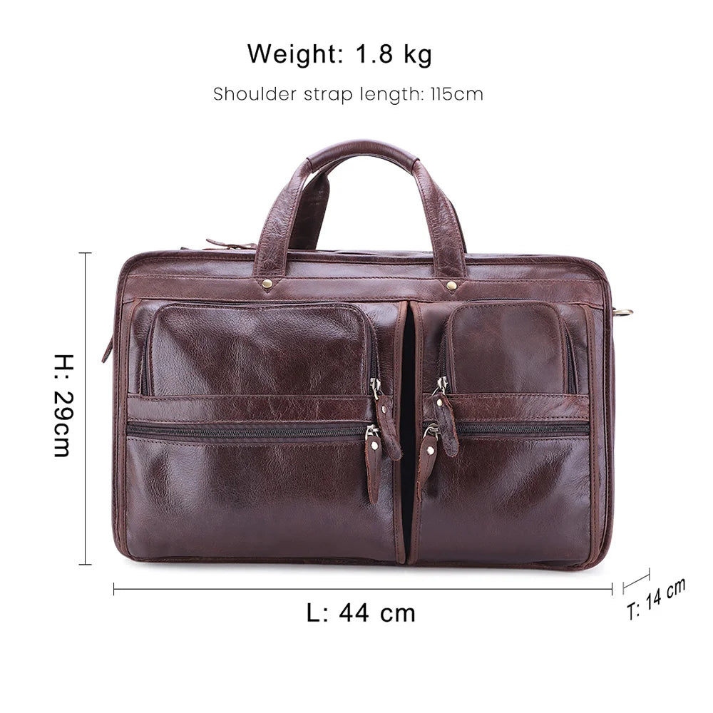 Men's Genuine Leather Briefcase First Layer of Cowhide s Brand Shoulder Bag for Travel Handbag Vedee