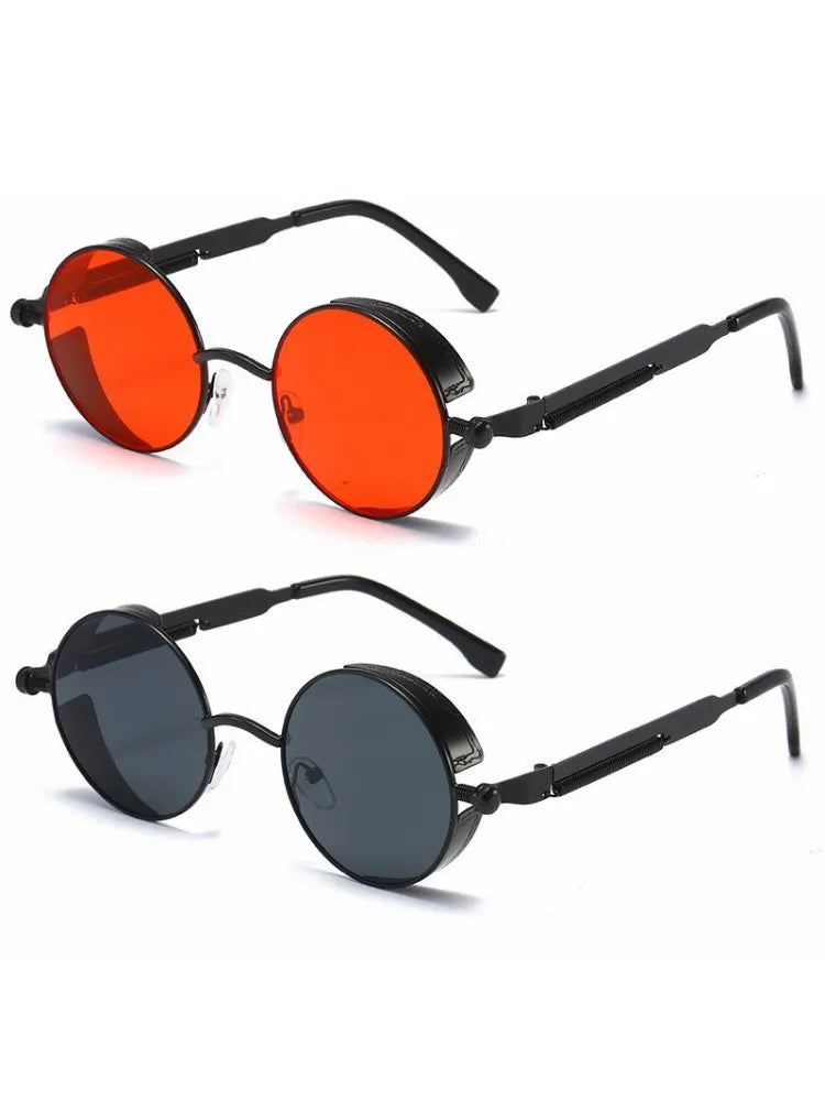 Metal Steampunk Sunglasses Men Women Fashion Round Glasses Brand Designer Vintage Sun Glasses High Quality Oculos de sol 2021 Vedee