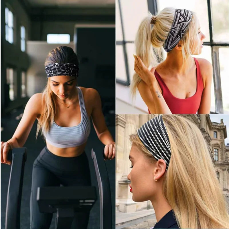 Women Hair Bands Sports Headband Hairband Bohemian Head Band Ladies Turban Hair Bandage Wide Headwrap Hair Accessories Headwear Vedee