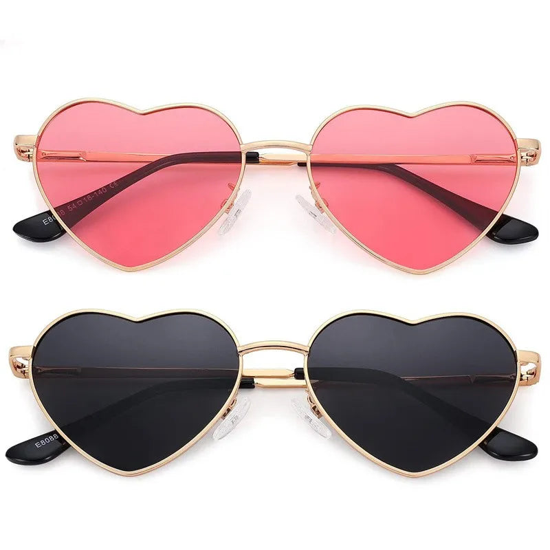 Fashion Women's Metal Heart Shaped Sunglasses Gradient Outdoor Goggles Female Eyewear UV400 Shades Metal Women Girls Sunglasses Vedee