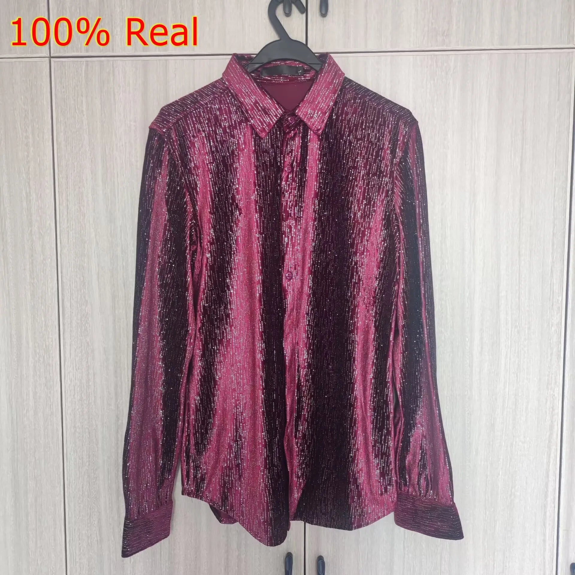 Fashion Men's Velvet Shirts Shiny Dance Clothes For Men Luxury Elegant Mens Dress Shirts Spring Autumn Long Sleeve Casual Blouse Vedee