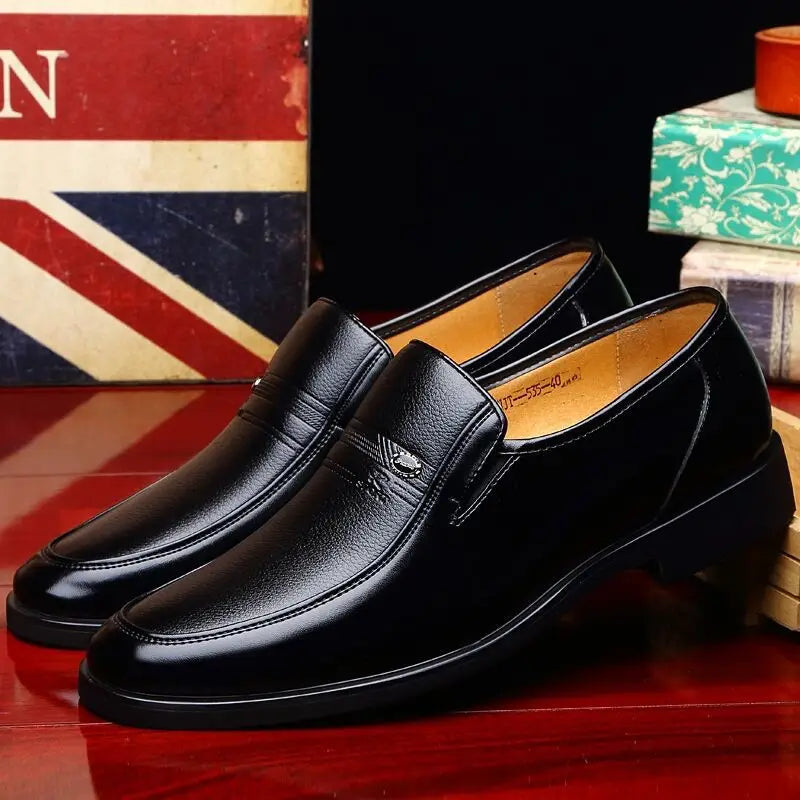 Leather Men Formal Shoes Luxury Brand 2022 Men's Loafers Dress Moccasins Breathable Slip on Black Driving Shoes Plus Size 38-44 Vedee