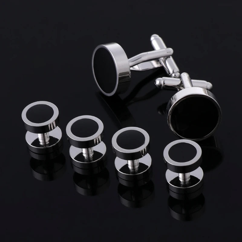 Y1UE 6Pcs Fashion Men's Tuxedo Cufflinks Formal Costume Shirt Studs Cuff Links Set Vedee