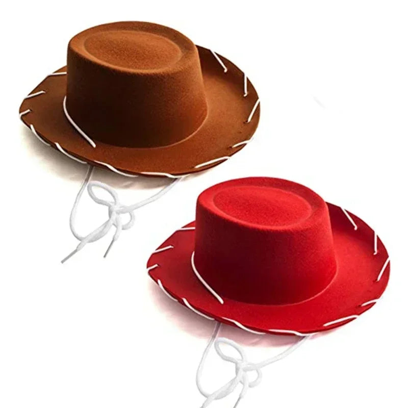 Fashion Children Brown Red Felt Hat Big Wide Brim Hat Novelty Christmas Felt Caps Costume for Kids Boys Girls Summer Sun Hats Vedee