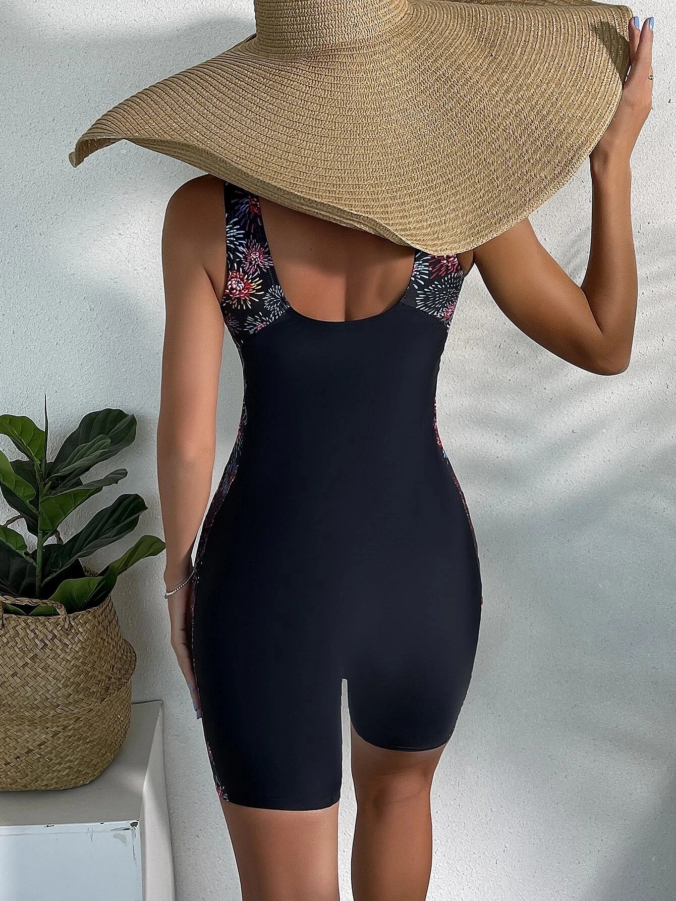 Women's Boyleg Unitard Swimsuits Racerback Athletic One Piece Bathing Suits Knee Length Bodysuits Vedee