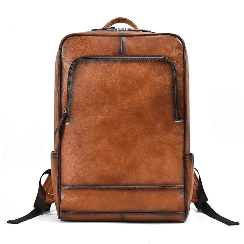 New design men's leather backpack retro 15.6 inch computer bag first layer cowhide business laptop fashion Vedee