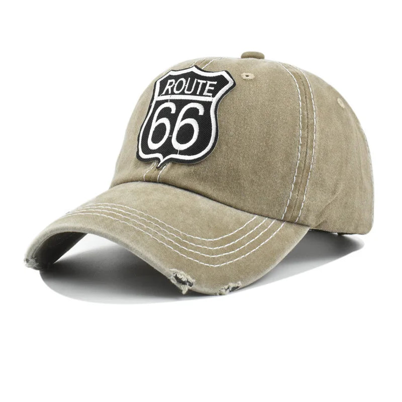 Embroidery Letters ROUTE 66 Baseball Cap Spring Autumn Brand Snapback Fashion Distressed Cotton Hat For Women Men Casquette Vedee