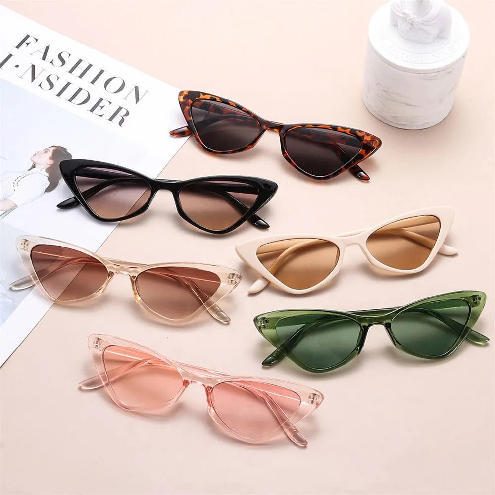 Fashion Vintage Cat Eye Sunglasses for Women Small Frame Retro Sunglasses Trendy Streetwear Accessories UV400 Protection Eyewear Vedee