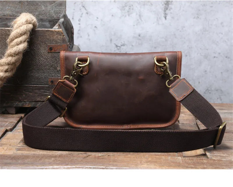 Simple vintage natural crazy horse leather men's small satchel high-quality first layer cowhide outdoor daily shoulder bag youth Vedee