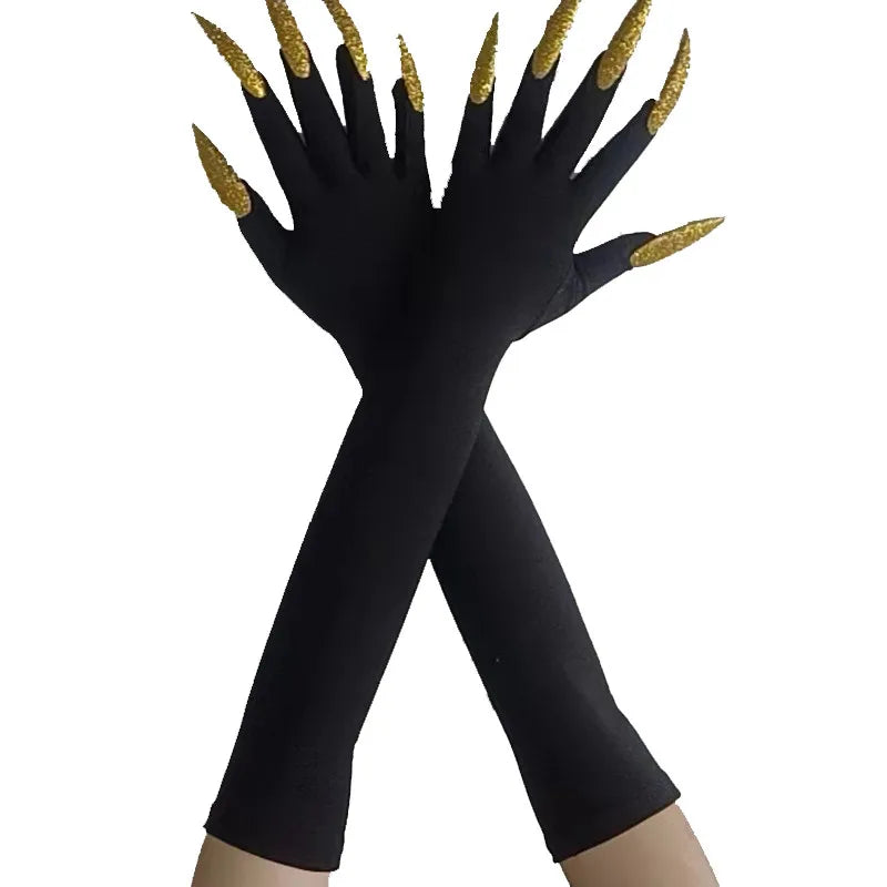 Cool Halloween gloves long section ghost claw dress up gloves fashionable red long nails Cosplay Halloween funny gloves A529 Vedee