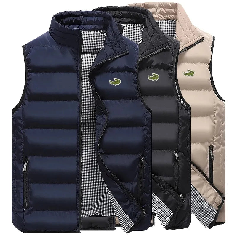 2023High Quality Brand Coats Vest Jacket Men's Fall and Winter Casual Comfortable Sleeveless Solid Color Thickened Cotton Jacket Vedee