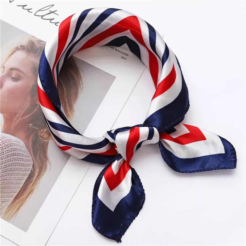 Women Scarf lady Wraps Elegant Floral Dot Spring Summer silk scarves square  Head Neck Hair Tie Band Neckerchief  skinny Vedee