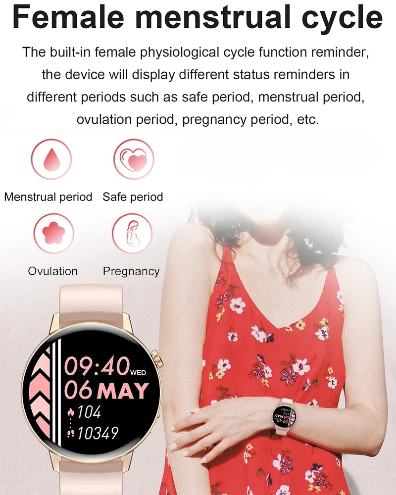 New Fashion Women Smartwatch Bluetooth Call Full Screen Touch Waterproof Watch Ladies Heart Rate Monitor Smart Watch For Xiaomi Vedee