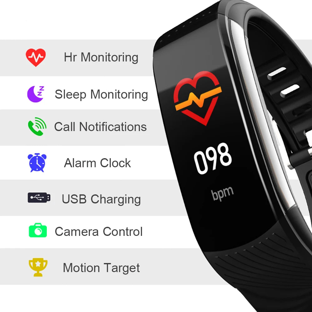 C6S Smart Bracelet Blood Pressure Health Monitoring Bluetooth Link Men and Women Sports Pedometer Smart Watch For Apple Android Vedee