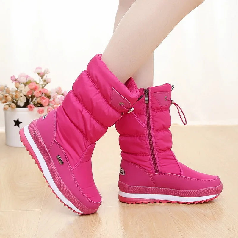 XPAY Winter Boots Women Mid-Calf Snow Boots  ClassicFemale Warm Fur Plush Insole High Quality Botas Mujer Size 36-42 Vedee