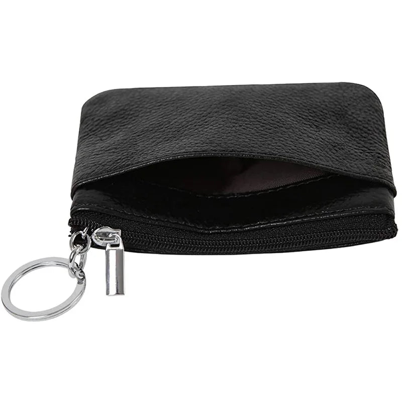 Fashion Women Genuine Leather Coin Purse Small Zipper Card Holder Mini Pouch Change Wallet with Keychain Vedee