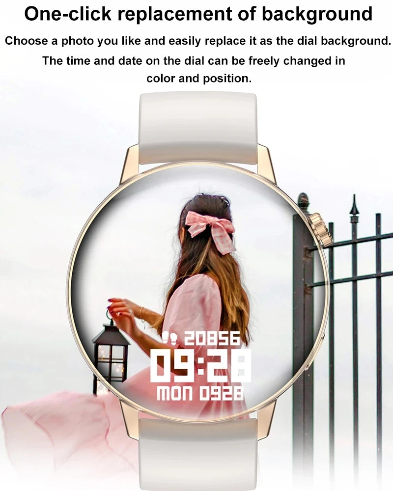 New Fashion Women Smartwatch Bluetooth Call Full Screen Touch Waterproof Watch Ladies Heart Rate Monitor Smart Watch For Xiaomi Vedee