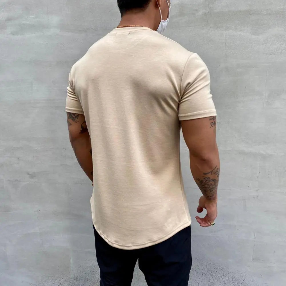 2022 Men T-shirt Male Sports Gym Muscle Fitness T Shirt Blouses Loose Half Sleeve Summer Bodybuilding Tee Tops Men's Clothing Vedee