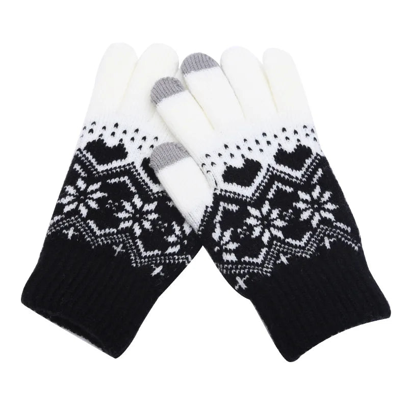 New Winter Thicken Warm Gloves For Men Women Students Cute Cat Knitted Touch Screen Mittens Outdoor Cycling Skiing Gloves Vedee