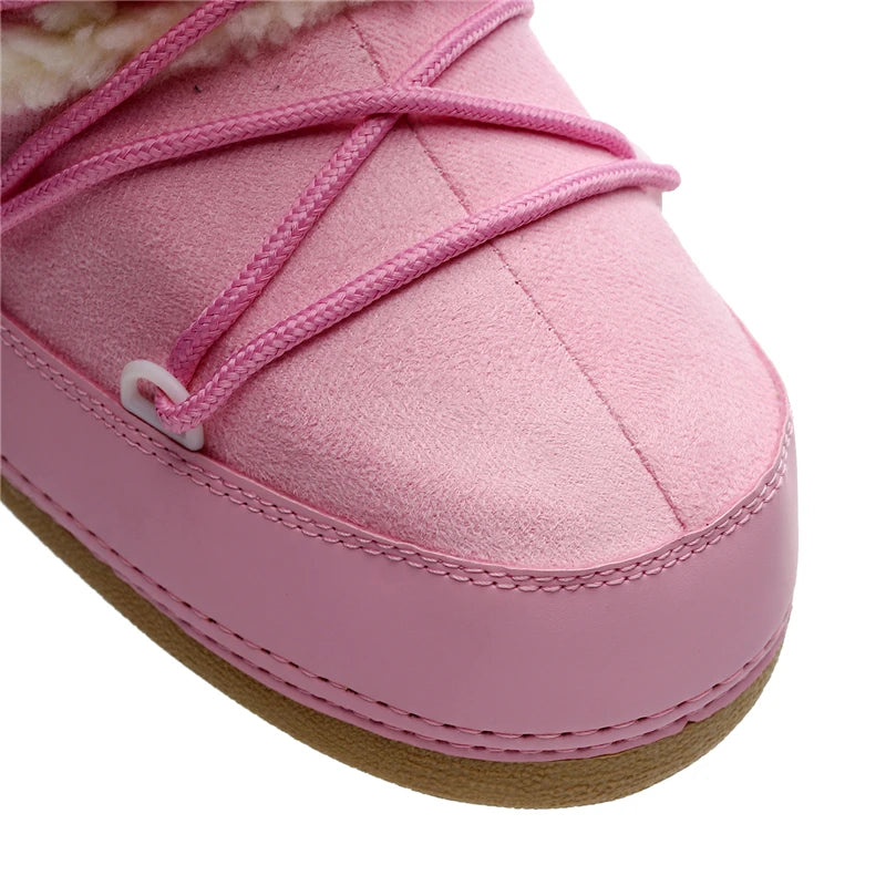 Women's Winter Boots 2024 Women Snow Boots Cold-proof Warm Mid-calf Pink Space Boots Slip-resistant Cotton Woman Winter Shoes Vedee