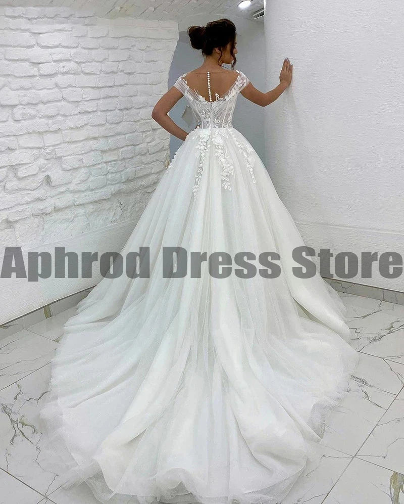 Gorgeous Women's Wedding Dresses A-Line 3D Lace Applique Bohemian Bridal Gowns Princess Formal Beach Party Sexy V-Neck 2023 Robe Vedee