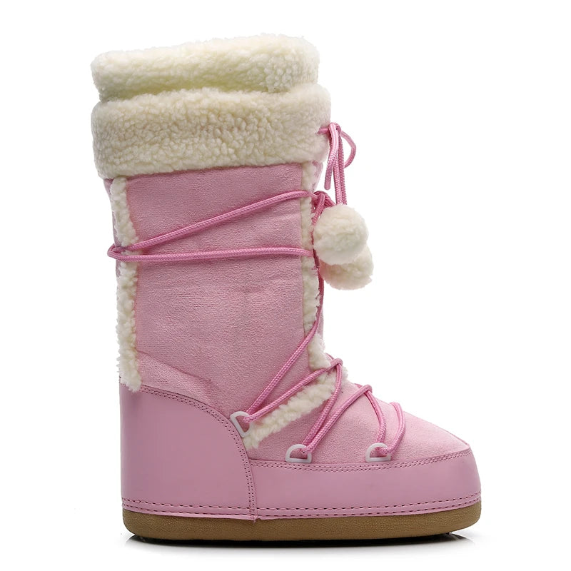 Women's Winter Boots 2024 Women Snow Boots Cold-proof Warm Mid-calf Pink Space Boots Slip-resistant Cotton Woman Winter Shoes Vedee