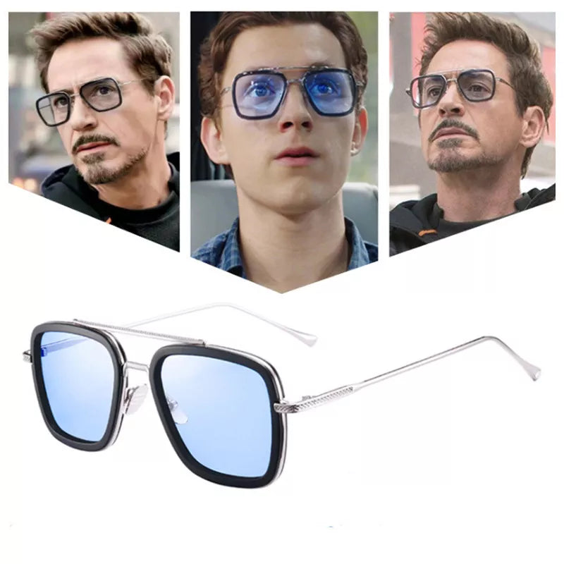 Sun Glasses Fashion Square frame Tony Stark Style Women Sunglasses Men Square Brand Design Sun Glasses Oculos Retro Male Iron Vedee