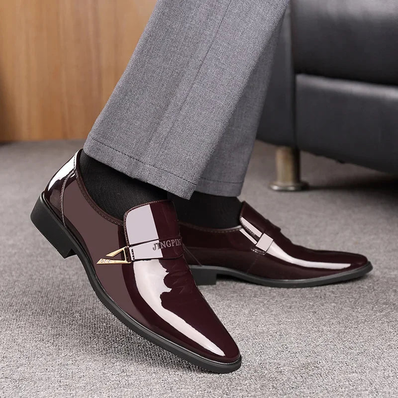 NEW Men's Fashion Korean Formal Business Leather Shoes Pointed Wedding Shoes Breathable Inside Increase Casual Shoes Large Size Vedee