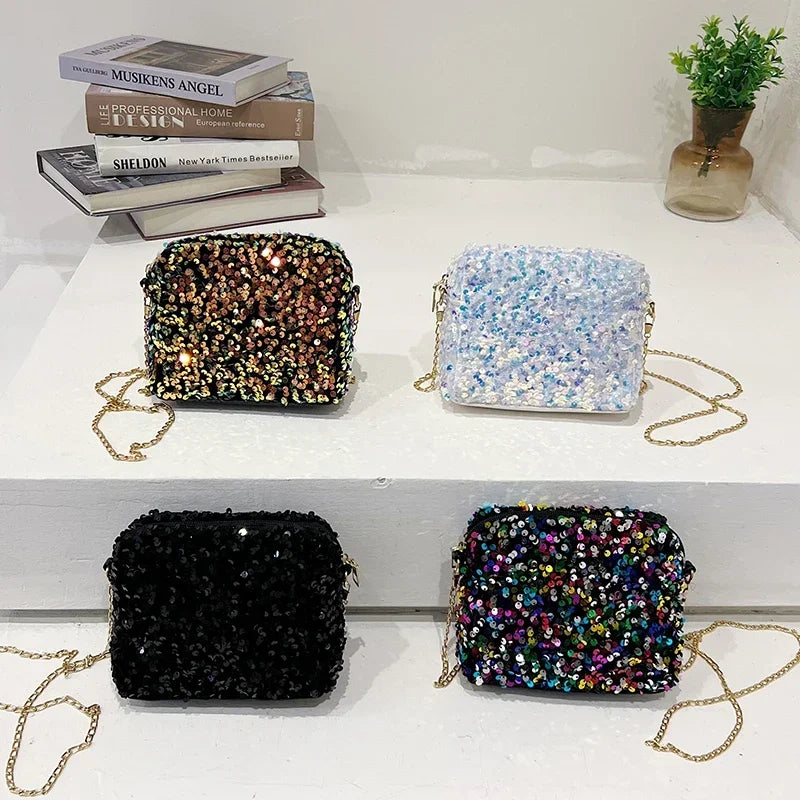 High Quality Women's Bags Autumn New Fashion Simplicity Chains Sequin Advanced Sense Shoulder Bag Solid Versatile Handbag Vedee