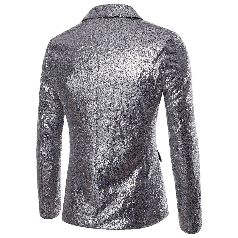 European and American Performance Dresses Gold Sequins Men's Suits Korean Nightclub Host Emcee Jacket European Size Blazer 2022 Vedee