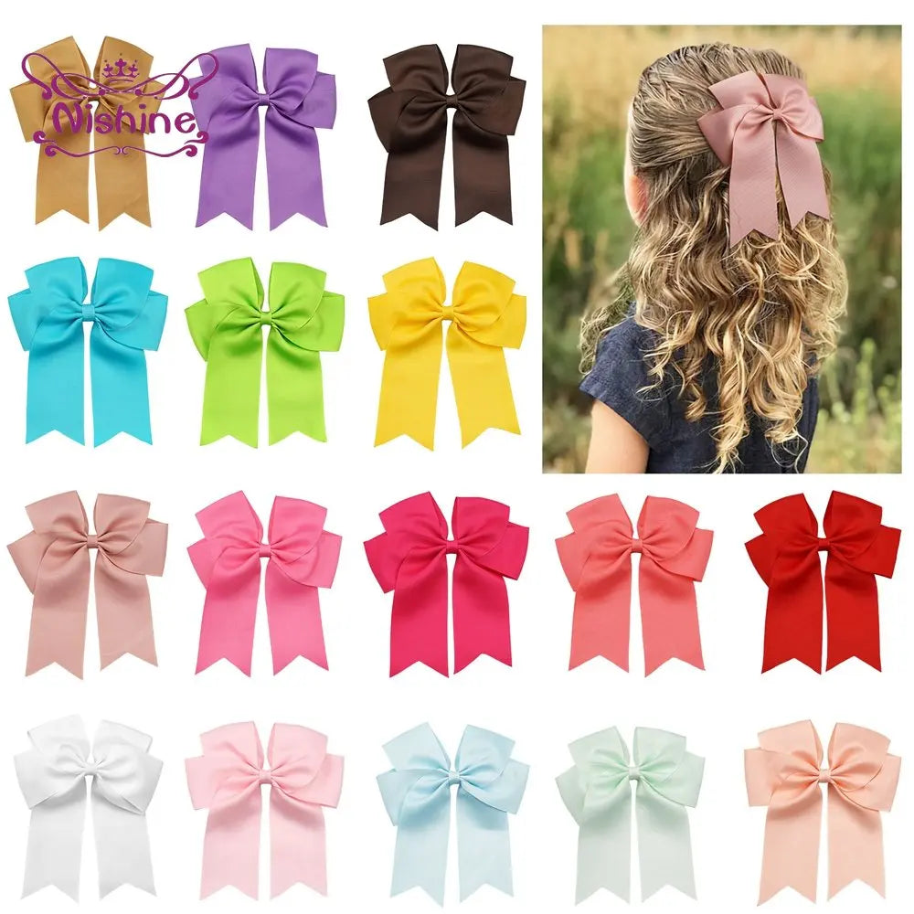 Nishine 6inch Baby Girls Hair Clips Double Layer Ribbon Swallowtail Bows Hairgrips Kids Women Infant Hairpins Hair Accessories Vedee