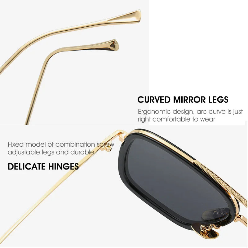 Sun Glasses Fashion Square frame Tony Stark Style Women Sunglasses Men Square Brand Design Sun Glasses Oculos Retro Male Iron Vedee