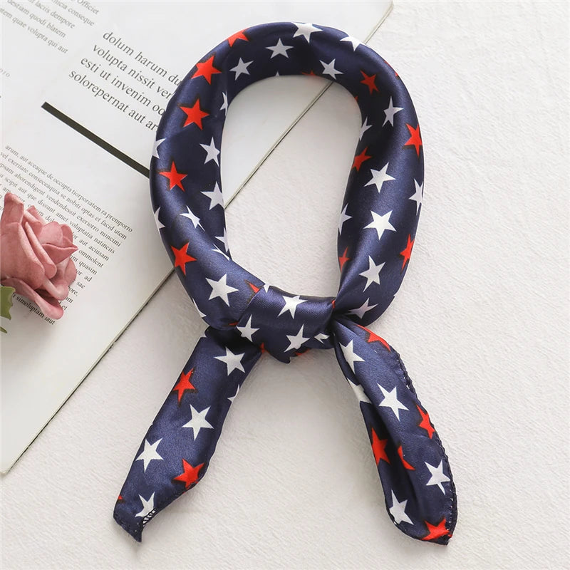 Women Scarf lady Wraps Elegant Floral Dot Spring Summer silk scarves square  Head Neck Hair Tie Band Neckerchief  skinny Vedee