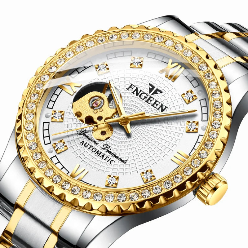 Fashion Watch Men's Mechanical Watch Automatic Waterproof Diamond-studded Men's Sports Watch Gold Hollow Tourbillon Men's Watch Vedee