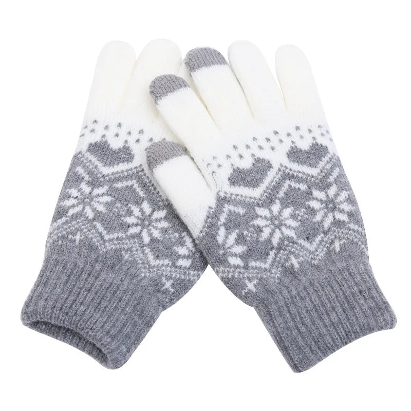 New Winter Thicken Warm Gloves For Men Women Students Cute Cat Knitted Touch Screen Mittens Outdoor Cycling Skiing Gloves Vedee