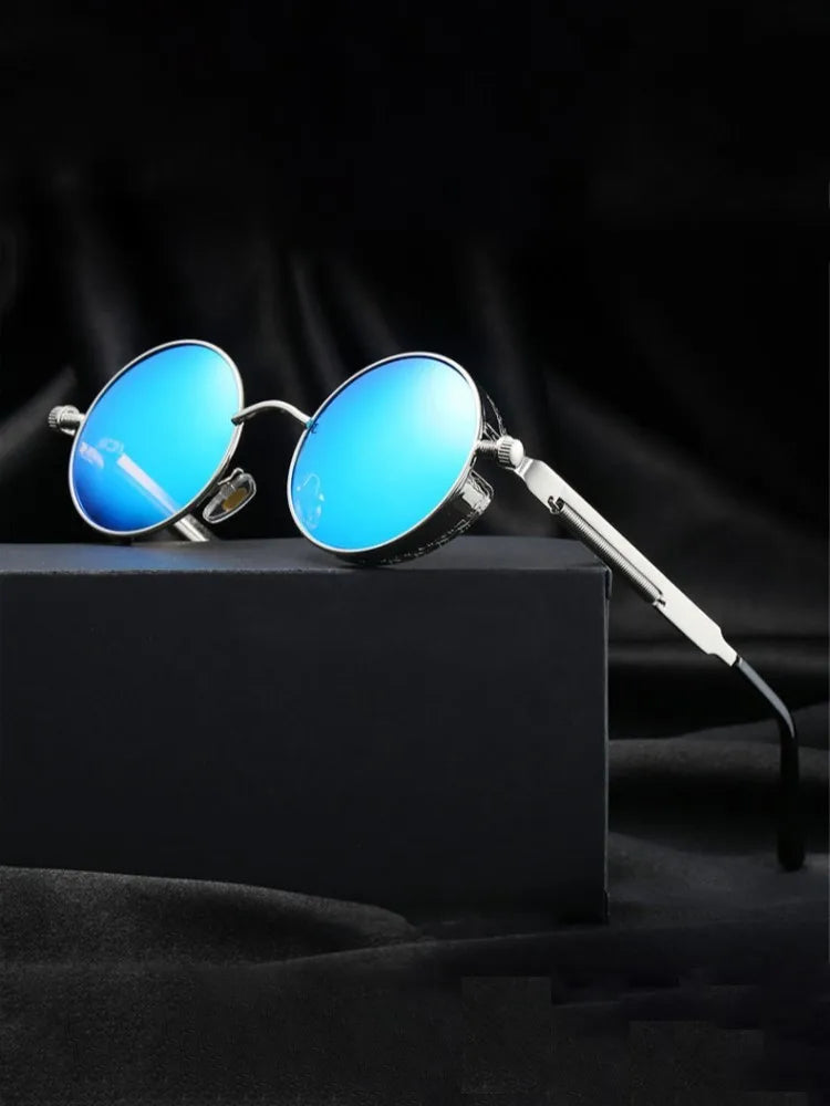 Metal Steampunk Sunglasses Men Women Fashion Round Glasses Brand Designer Vintage Sun Glasses High Quality Oculos de sol 2021 Vedee