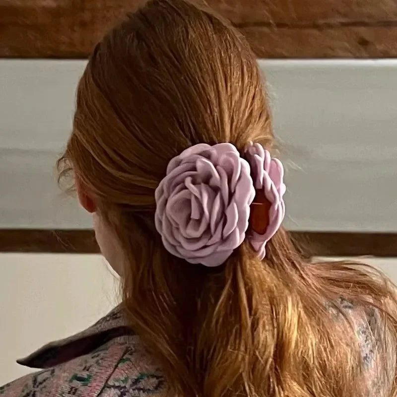 12cm/9cm  Vintage Big Flower Hair Claws Women's Fashion Max Size Rose Hair Clips Girl's Ins Camellia Crab hair clip Accessories Vedee