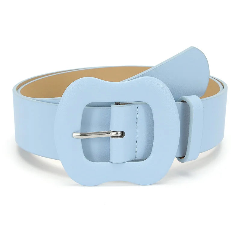 Korean Style Candy Color Women's Wide Belt Fashion Suspender Buckles Solid Color Decorative Jeans Dress Belts Vedee