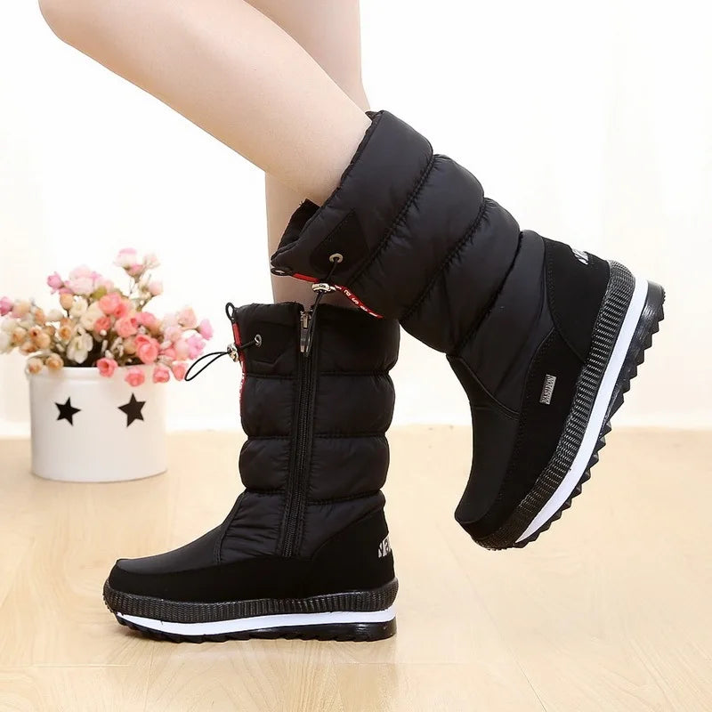 XPAY Winter Boots Women Mid-Calf Snow Boots  ClassicFemale Warm Fur Plush Insole High Quality Botas Mujer Size 36-42 Vedee