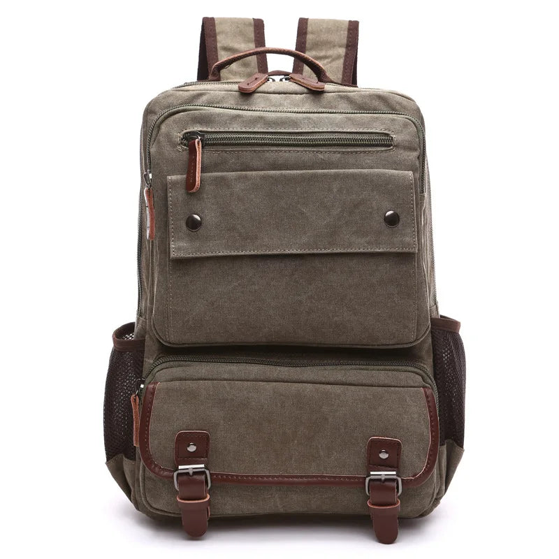 Men vintage Canvas Backpack Male Laptop College Student School Bags for Teenager Backpack Large capacity Men's Bags Vedee