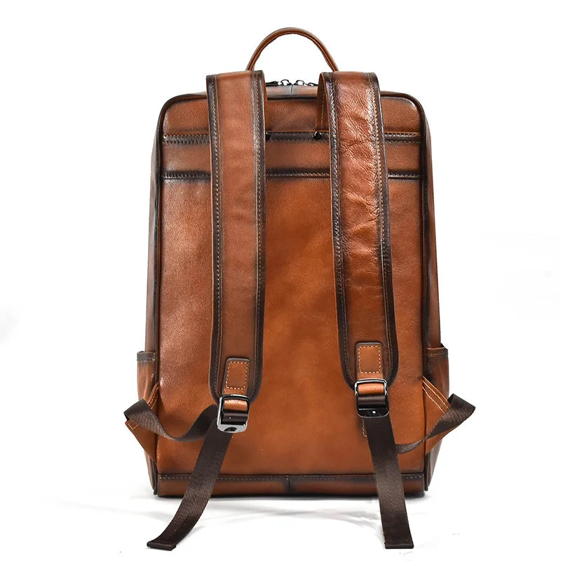 New design men's leather backpack retro 15.6 inch computer bag first layer cowhide business laptop fashion Vedee